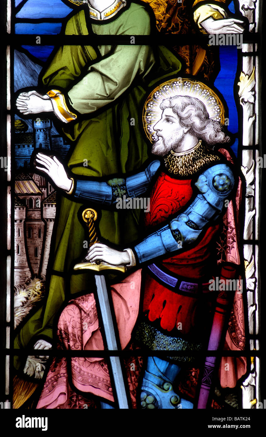 Longinus stained glass St.Michael`s Church, WestonunderWetherley